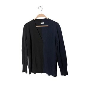Akris Punto | Sweater Wool Cashmere V-Neck Black Blue Long Sleeve US 8
